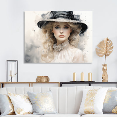 «Fashion Woman with Hat Timeless Beauty I», reproduction d'art sur toile