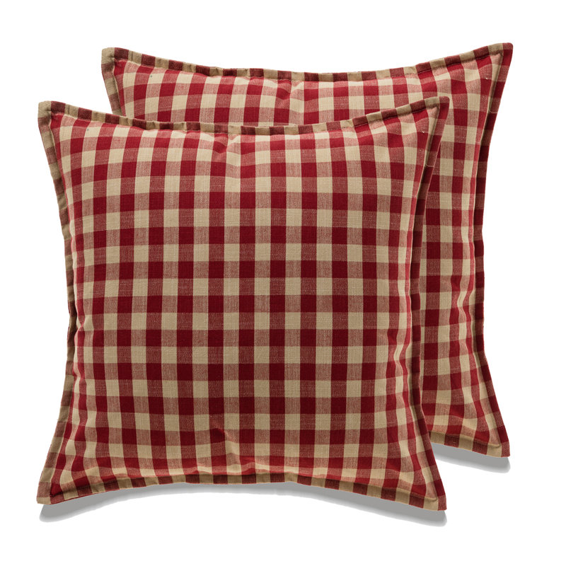 Michael Penney  Buffalo Check Pillow Cover With Polyester Insert-set Of 2, Red, Feather