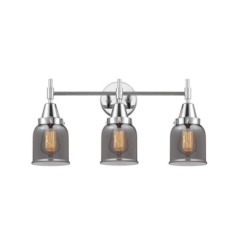 Éclairage pour meuble-lavabo à 3 lumières à intensité variable Gayle, Plaqué couleur fumée, Chrome poli
