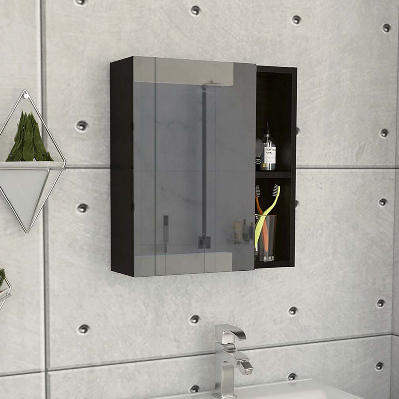 Armoire à pharmacie murale pour salle de bain avec miroir, Chêne clair, H 19,5 po x l 17,7 po x P 5,4 po