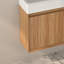 Petit meuble-lavabo mural 16 po, petit meuble-lavabo mural en bois d'acacia massif avec vasque en résine blanche SMC, meuble-lavabo moderne avec porte à fermeture douce