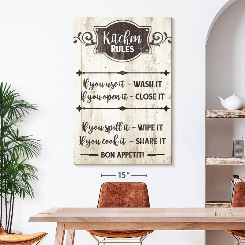 " Kitchen Rules Typography " by HomeyNotes Studio, 48" H x 32" W x 1.25" D