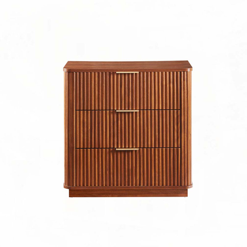 Commode de rangement à 3 tiroirs Wavy Design, Noyer