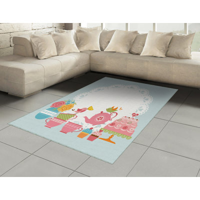 Cramer Flatweave Blue/Pink Rug