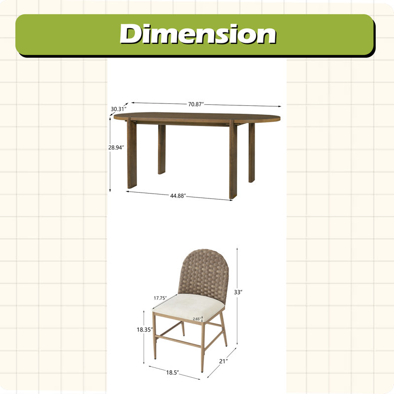 Ensemble de table de salle à manger 7 pièces 7 pièces Modern