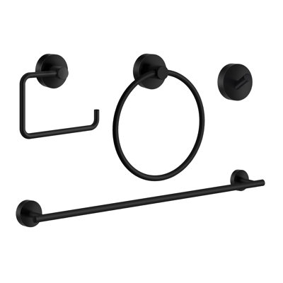 Swedish 4 - Black Piece Bathroom Hardware Set