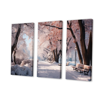 «Pink Snowy Park Floral Canopy», art mural sur toile