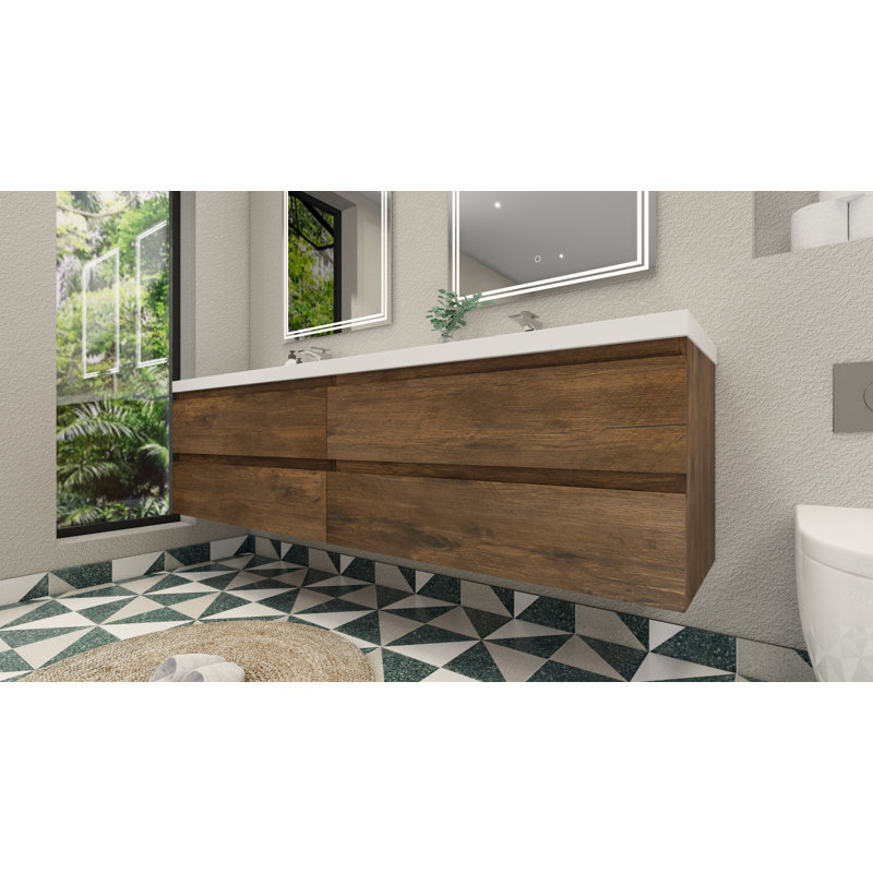 Amahia Double Bathroom Vanity with Acrylic Top, Rosewood
