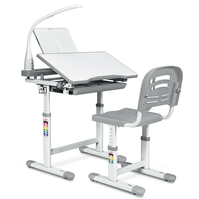 Ensemble de bureau et de chaises l 26 po Arispe, Gris