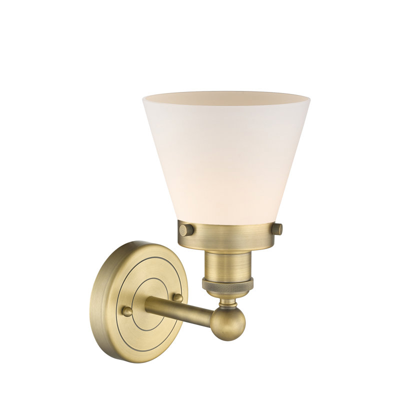 Applique murale à bras en acier 1 lumière Charenton, Blanc mat, Brushed Brass