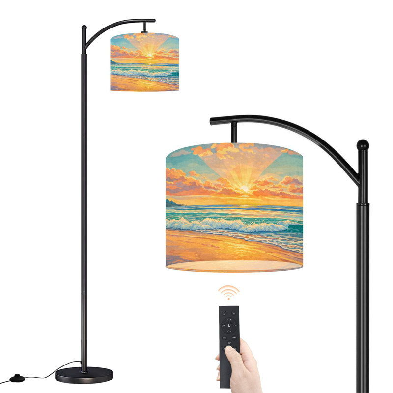 Lampe sur pied à arc avec abat-jour réglable Ocean Wave Beach Lampe sur pied Sunset Time Sun