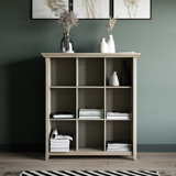 Acadian 44"W Solid Wood 9 Cube Storage Bookcase with Fixed Shelves