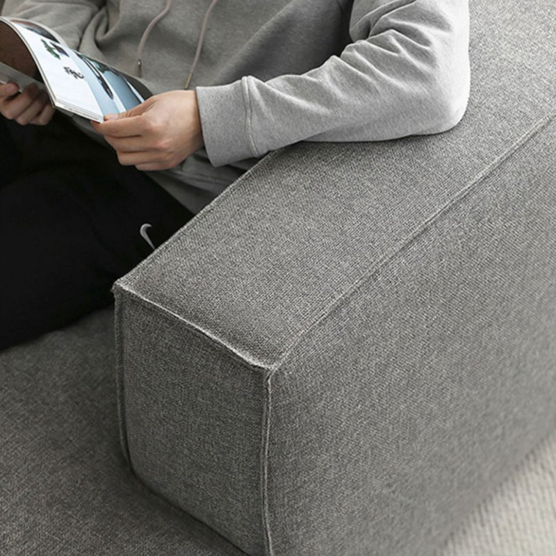 Canapé modulaire 2 pièces rembourré, Coton / lin gris, Orienté à droite
