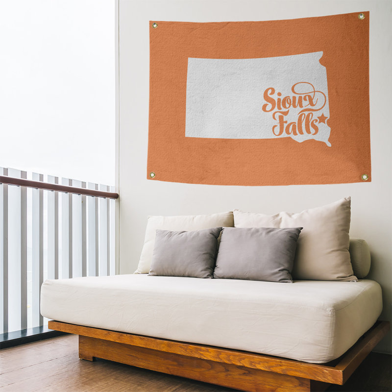 Tapisserie murale sioux chute south dakota, H 59 po x l 80 po, Orange