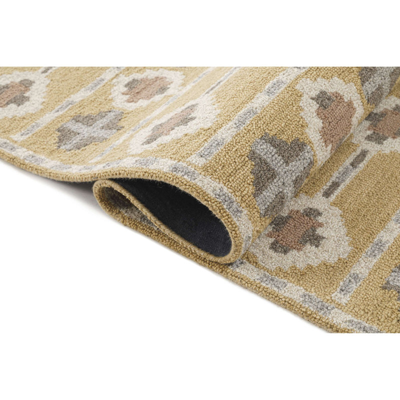 Hand-Tufted Beige and Gray Wool Rectangular Rug 5' x 8'