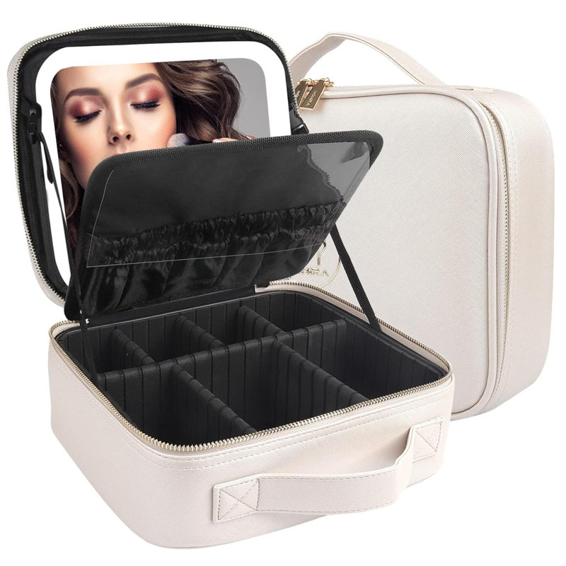 Trousse de maquillage avec miroir et trousse de voyage légère pour maquillage Trousse de rangement pour sacs à cosmétiques