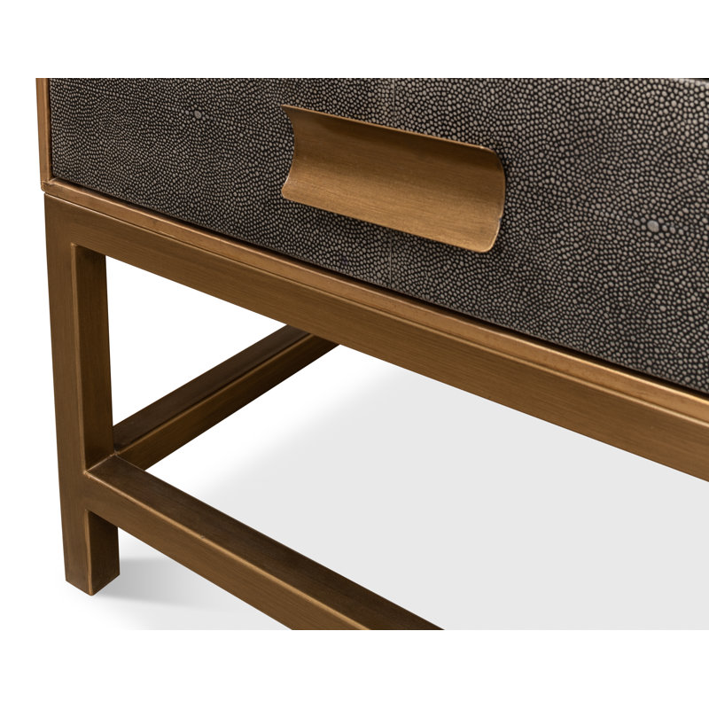 Shagreen 2 - Drawer Solid Wood Nightstand, Antique Gray