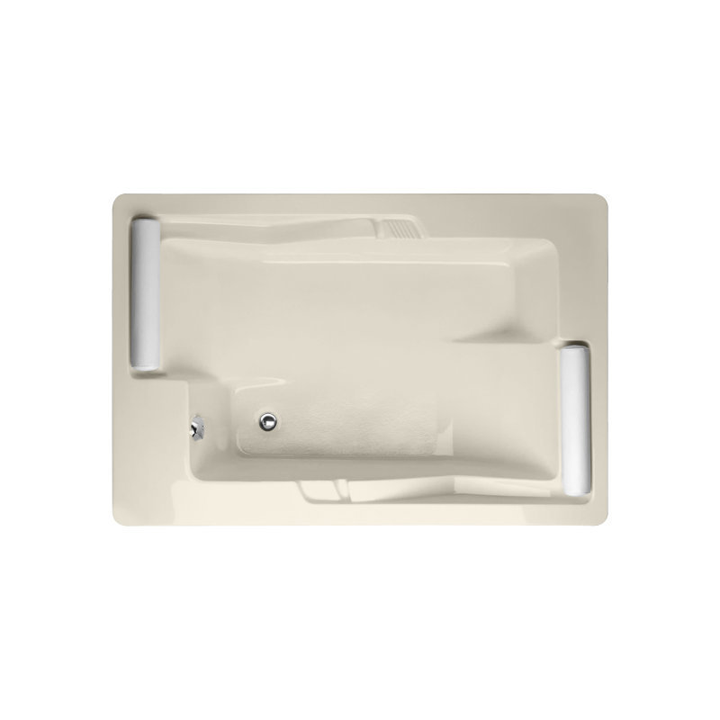 Ashley 72'' L Soaking Bathtub, Biscuit, Polished Nickel