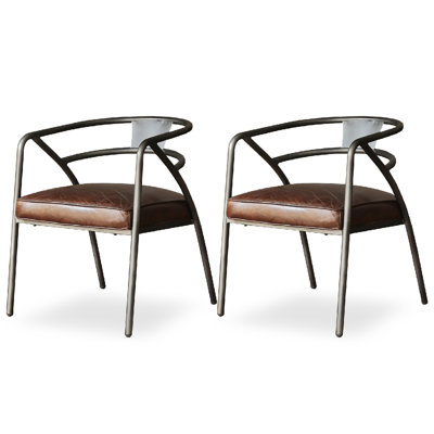 Chaise de salle à manger en fer forgé, chaise rembourrée en cuir American