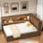 Wooden Daybed With Storage Shelves, Charging Station, Led And Trundle-106433401