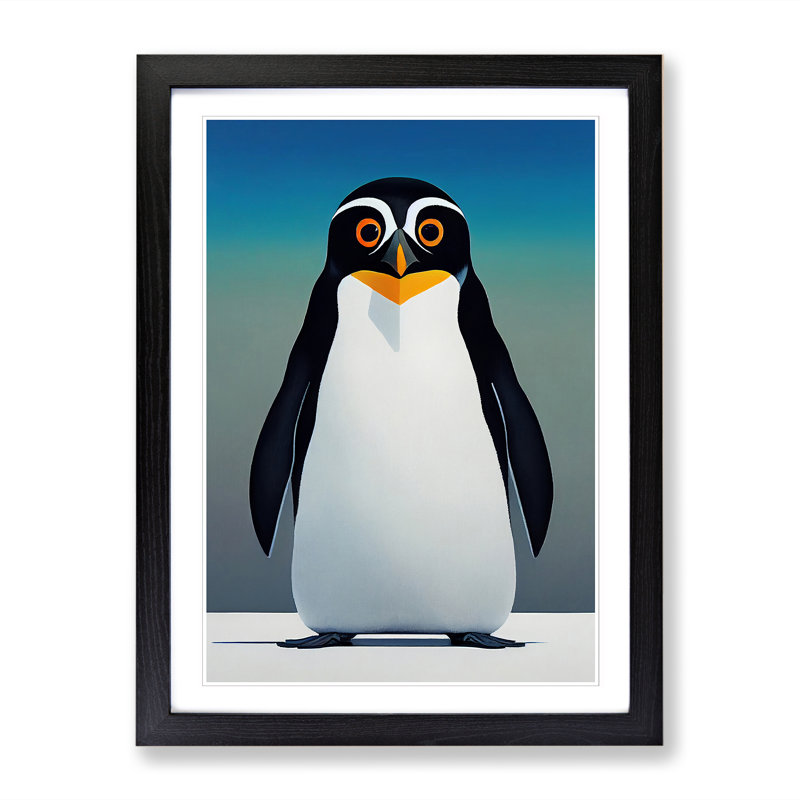 Penguin Solo - Single Picture Frame Print, 64cm H x 46cm W x 2cm D, Oak