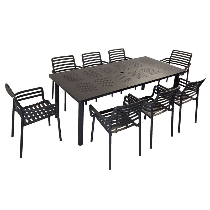 Mickus Rectangular 9 - Piece 8 - Person 220Cm L Outdoor Table Set