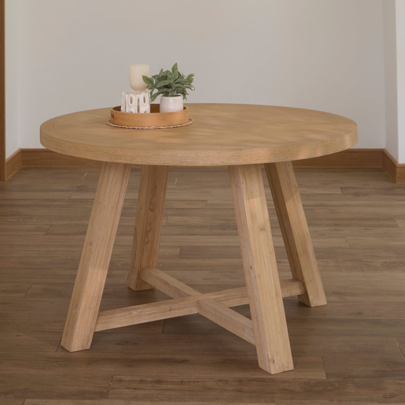Round Solid Wood Dining Table, Natural
