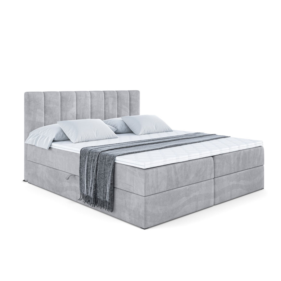 Boxspringbett mit H3 Bonell-Federkernmatratze, Topper und Bettkasten