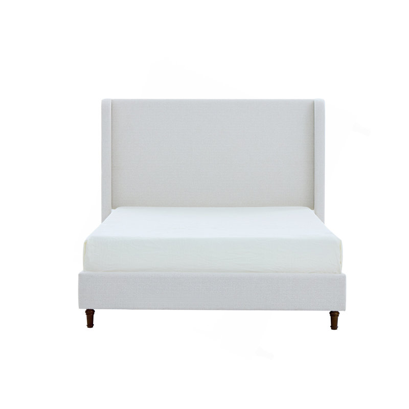 Grand lit tapissier Harper, Blanc, crème, Très grand lit