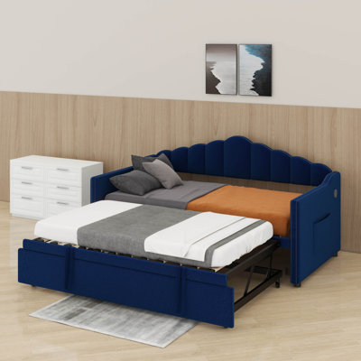 Twin Size Daybed With Trundle And USB & Type-C Charging Port