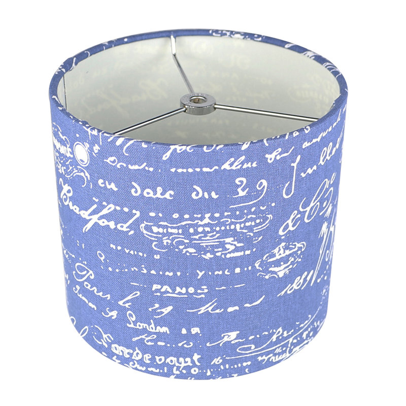 Abat-jour tambour en lin (Spider) en bleu, H 7 po x l 8 po x P 8 po