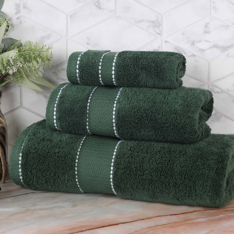 Ensemble de serviettes en coton égyptien 3 pièces Niles, Vert forêt