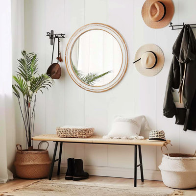 Miroir mural rond, miroir circulaire pour chambre à coucher, vestibule, salon