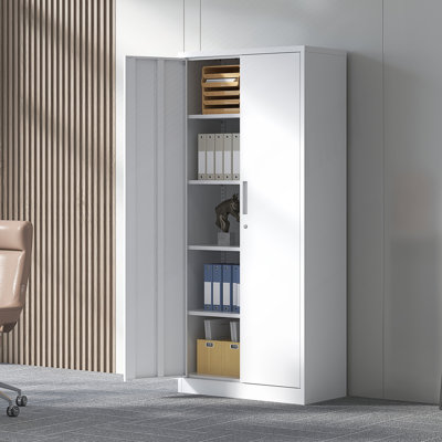 Metal Garage Storage Cabinet, Tool Steel Locking Cabinet With Doors And 4 Adjustable Shelves