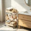 Chariot utilitaire à roulettes avec paniers tressés, organisateur de rangement mobile pour chambre d'enfant, cuisine, atelier de loisirs créatifs, salon, spa à domicile, salle de bain, structure en métal sur roulettes verrouillables, brun