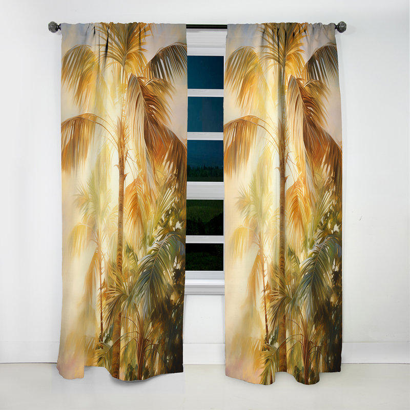 Gambier - Rideau palmiers - Rideau occultant à motif floral - 1 panneau, 52" W x 95" L