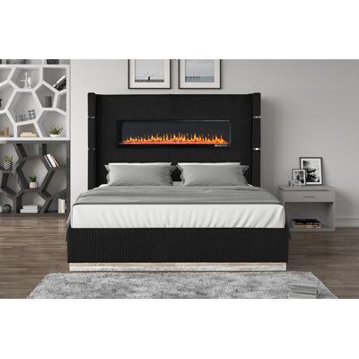 Ashray Upholstered Wingback Bed