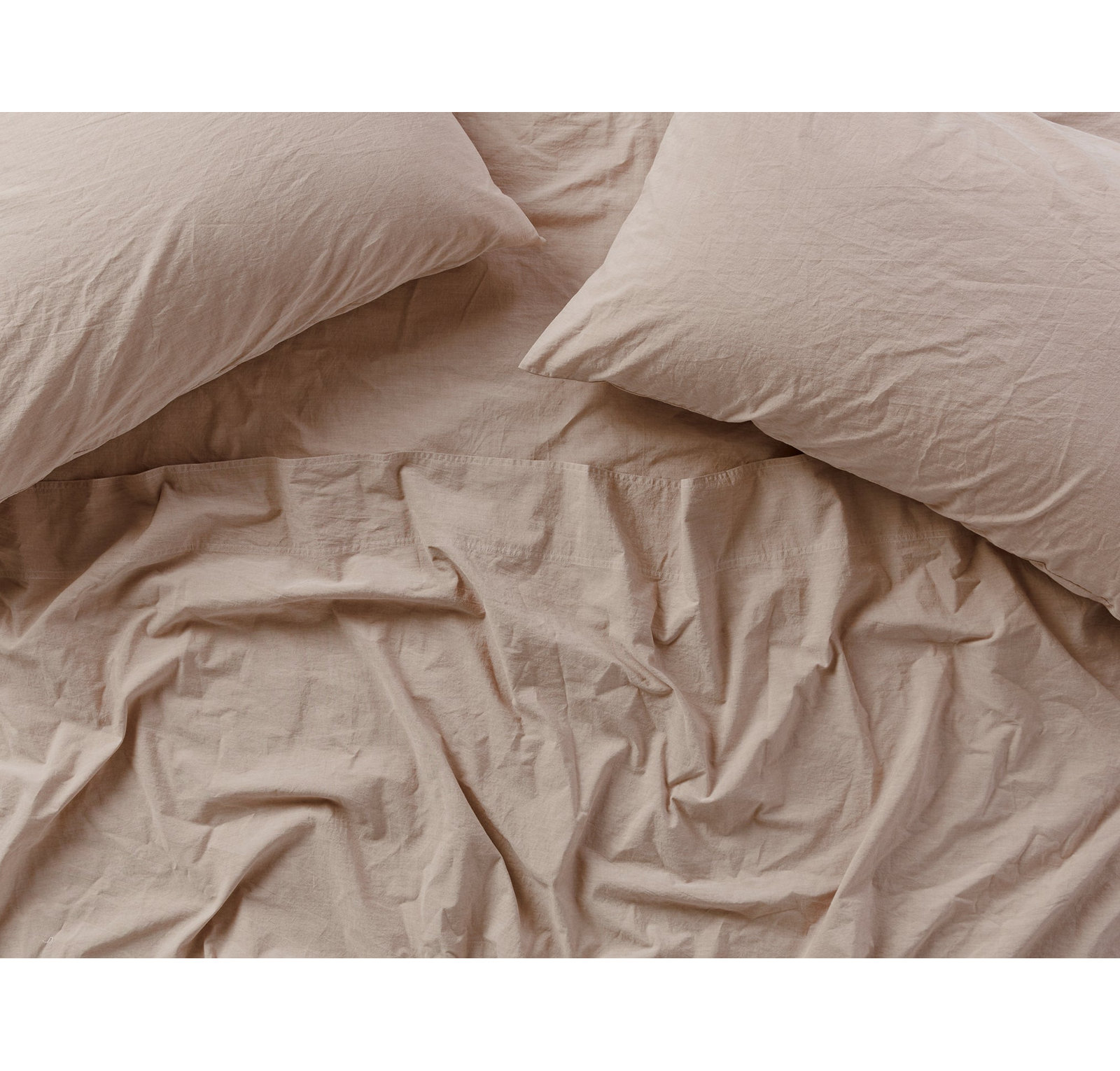 Crinkled 100% Cotton Percale Pillowcase - Set of 2, Standard/Queen Pillowcase, Hazel Chambray