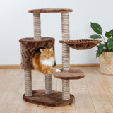 TRIXIE Moriles 39" Cat Tree with Sisal Scratching Posts, Plush Covered Condo, Hammock, Platforms, Dangling Cat Toy