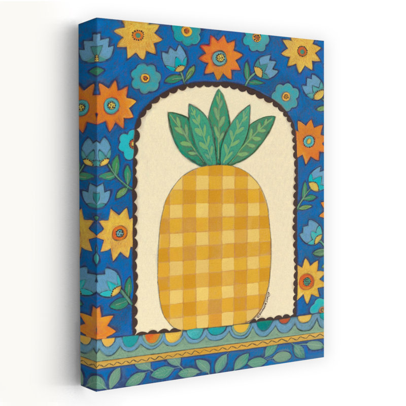 Checkered Pineapple Contemporary Fruit Flower Art, 60" H x 40" W