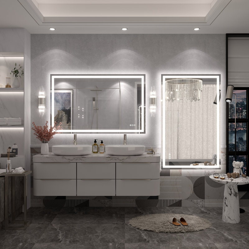 Miroir de salle de bain Molly Framelss, 48 po x 30 po, Transparent