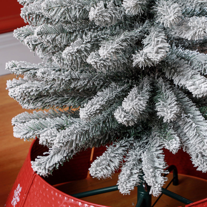 Arbre de Noël artificiel 6 pi avec 329 pointes enneigées, base en métal, arbre de Noël réaliste