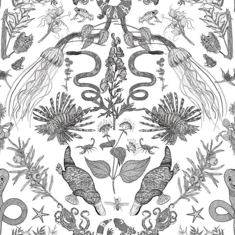 Critters Wallpaper, White/Black