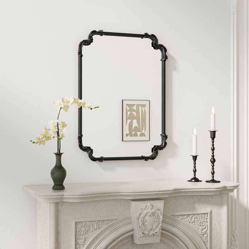 Miroir mural Genan, Noir antique, 32 po x 24 po