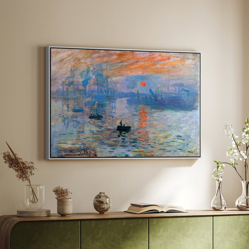 Paysage rétro - III, H 27 po x l 41 po x P 2 po, Toile encadrée flottée blanche