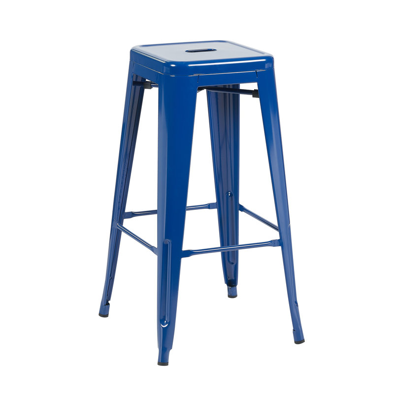 Counter Stool with Metal Frame, Blue