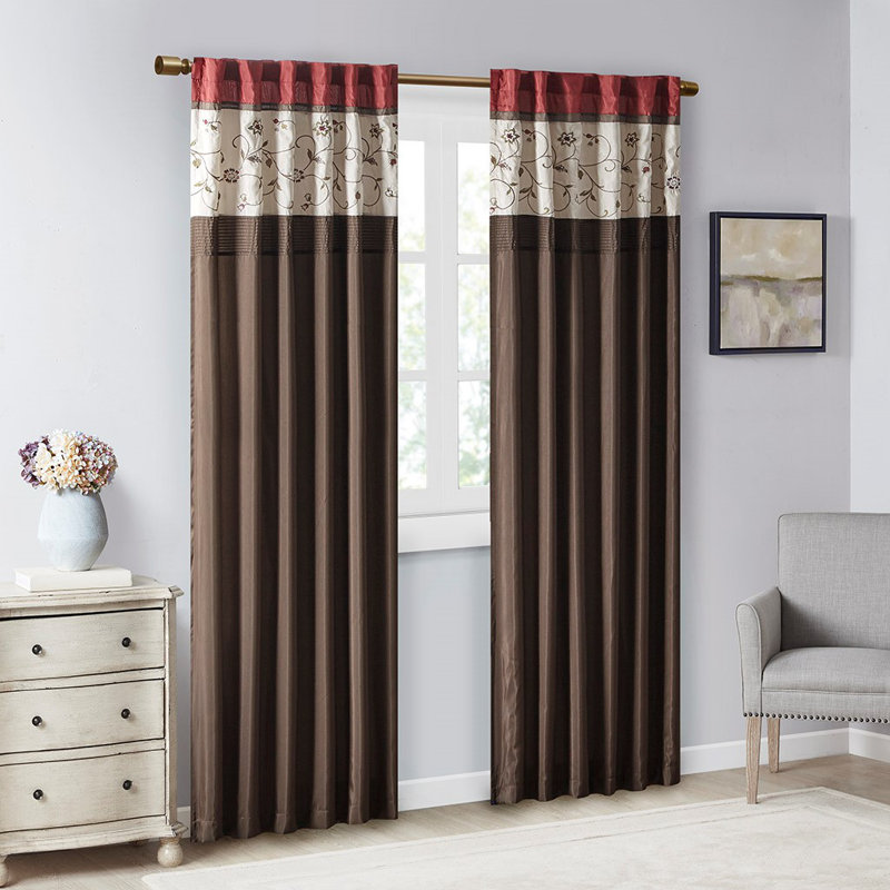 Vanarsdale Room Darkening Curtain Single Panel, Brown/Burgundy, 50" W x 84" L