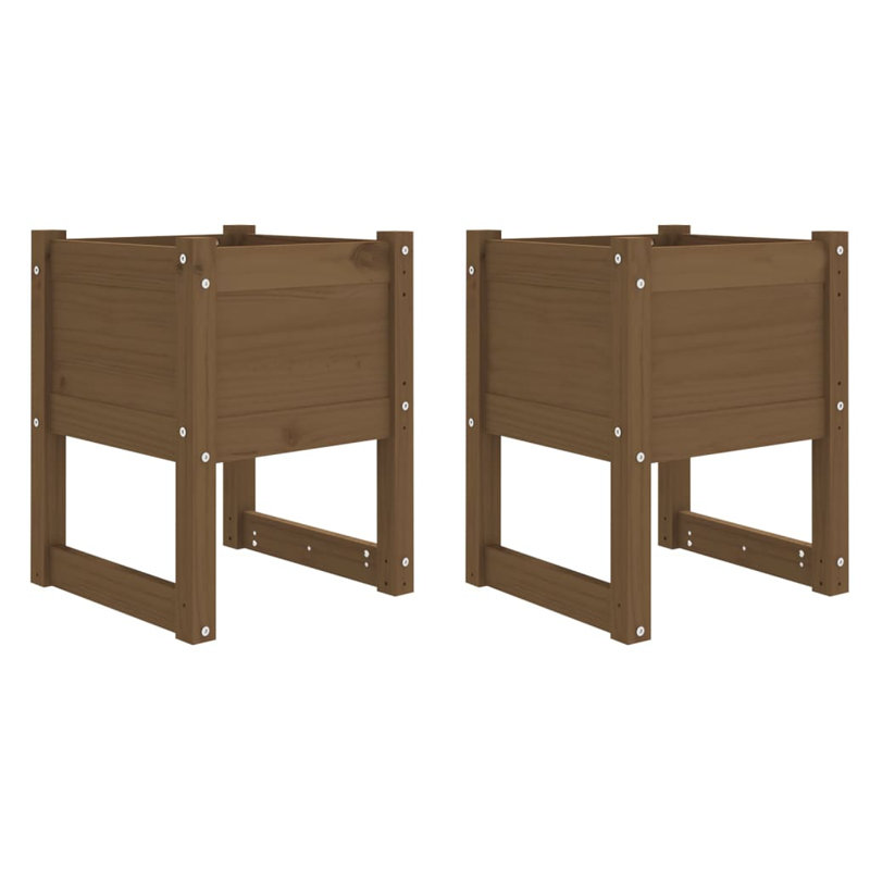 Wood Pot Planter, 52.5cm H x 40cm W x 40cm D, Dark Brown