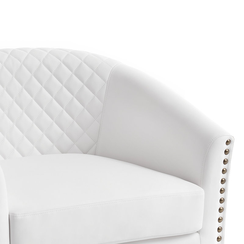 Faux Leather and Leather Swivel Barrel Chair