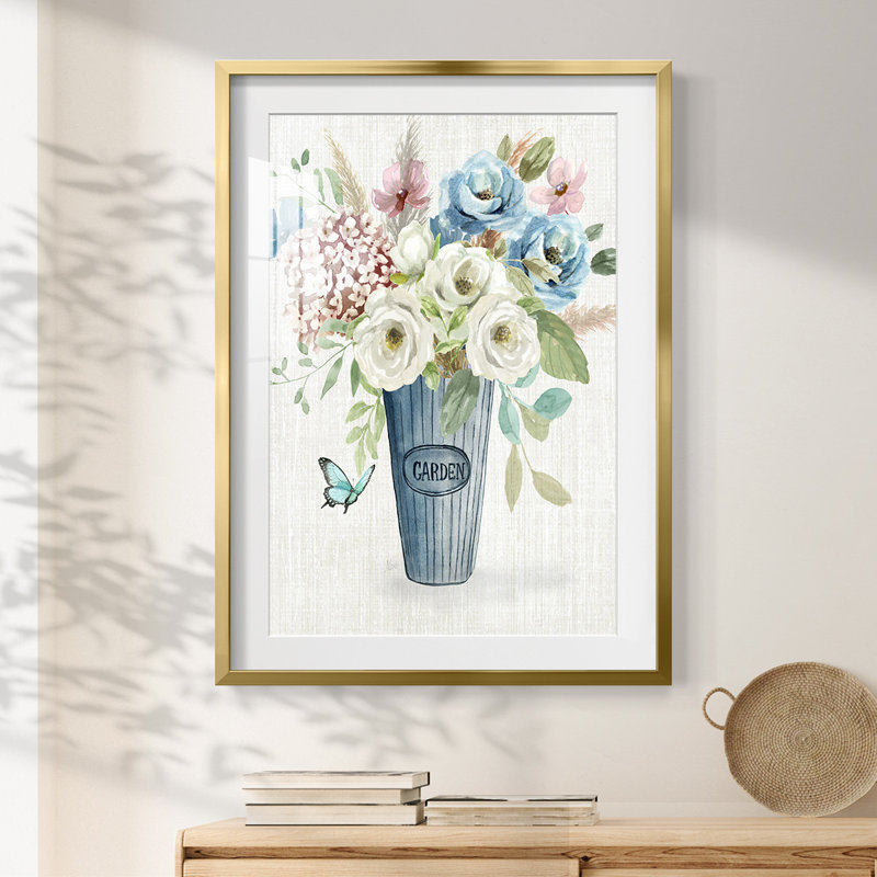 Bouquet de jardin - impression encadrée, H 28,5 po x l 20,5 po, Doré